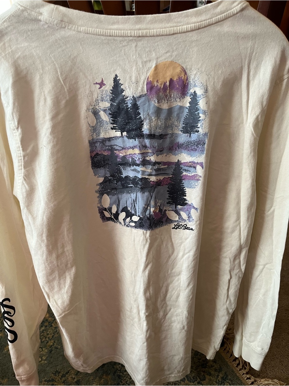 L.L Bean XL gently loved Cream Graphic Sunset Forest Tee - Picture 15 of 16